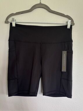 High-Waist Black Bike Shorts with Side Pockets